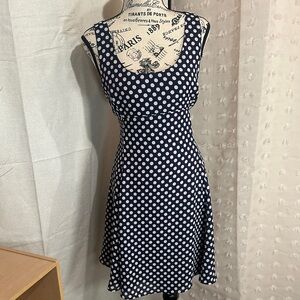 The Limited Navy and White Polka Dot Sleeveless Midi Dress